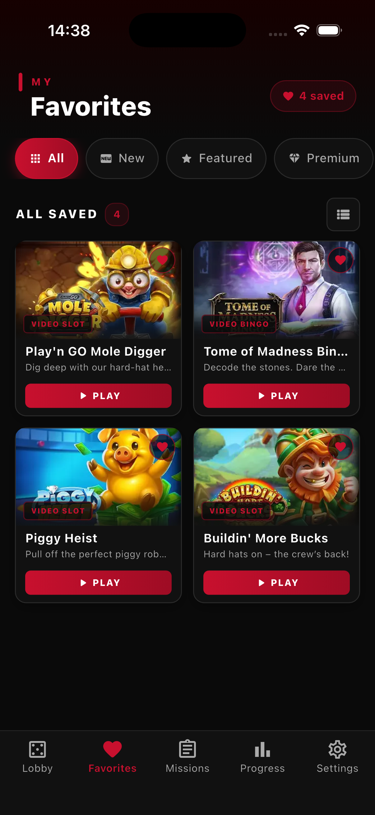Favourites Screen