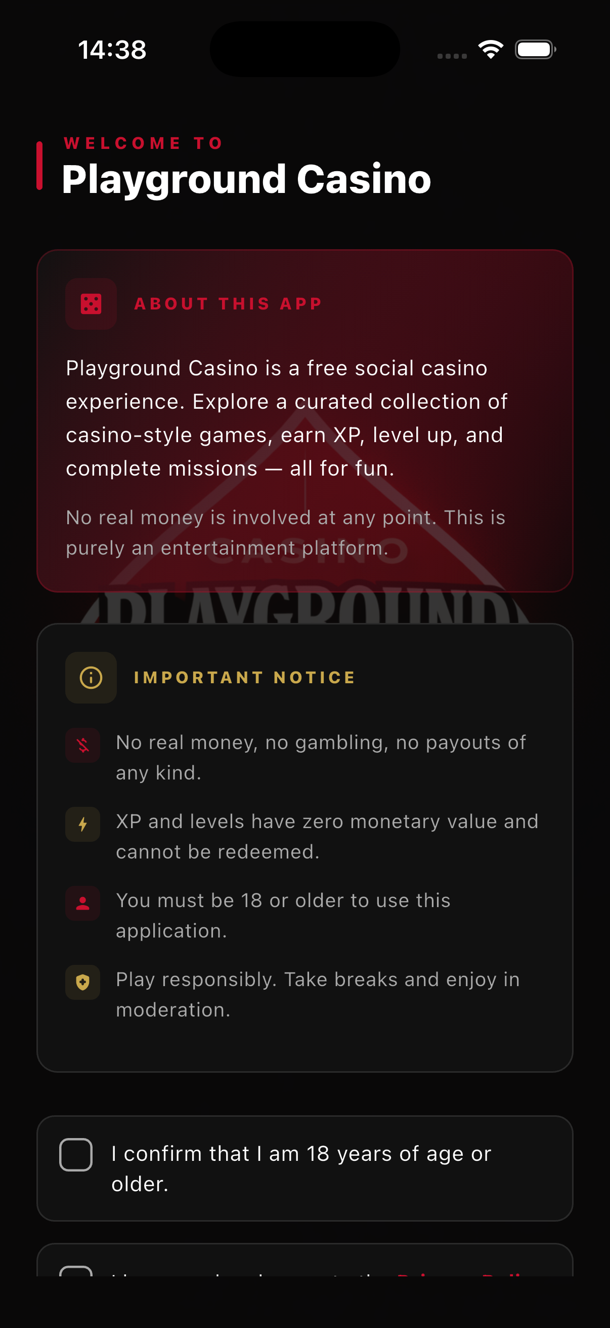 Casino Playground Lounge Missions